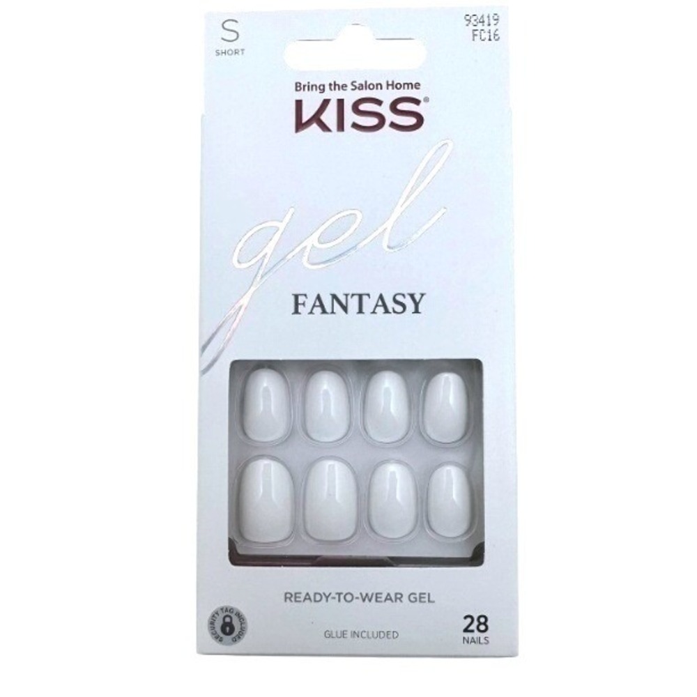 KISS Gel Fantasy Ready-To-Wear‎ Gel Nails Short Round White 93419 FC16 28ct